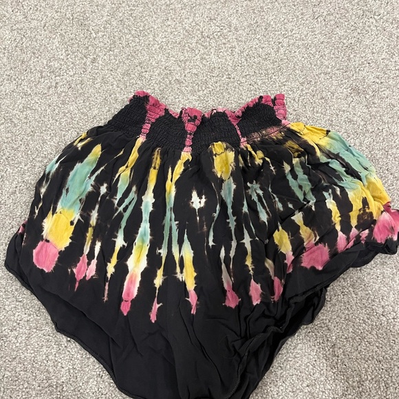 Vintage Havana Tie-Dye Shorts - Black, Pink, Yellow, Green - Picture 2 of 2